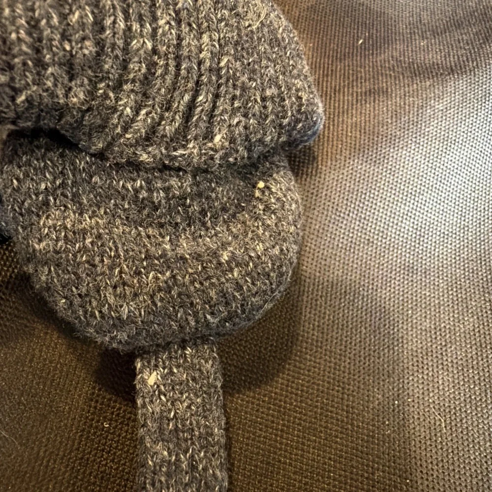 Baby Gap Blue Heather Knit Sherpa Lined Bear Ear Trapper Beanie Hat 0-3M